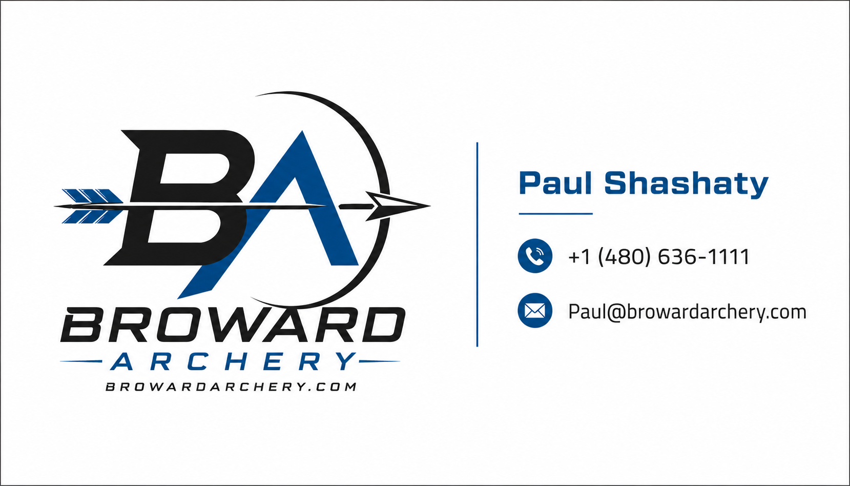 Paul Shashaty — Broward Archery · (480) 636-1111 · Paul@browardarchery.com